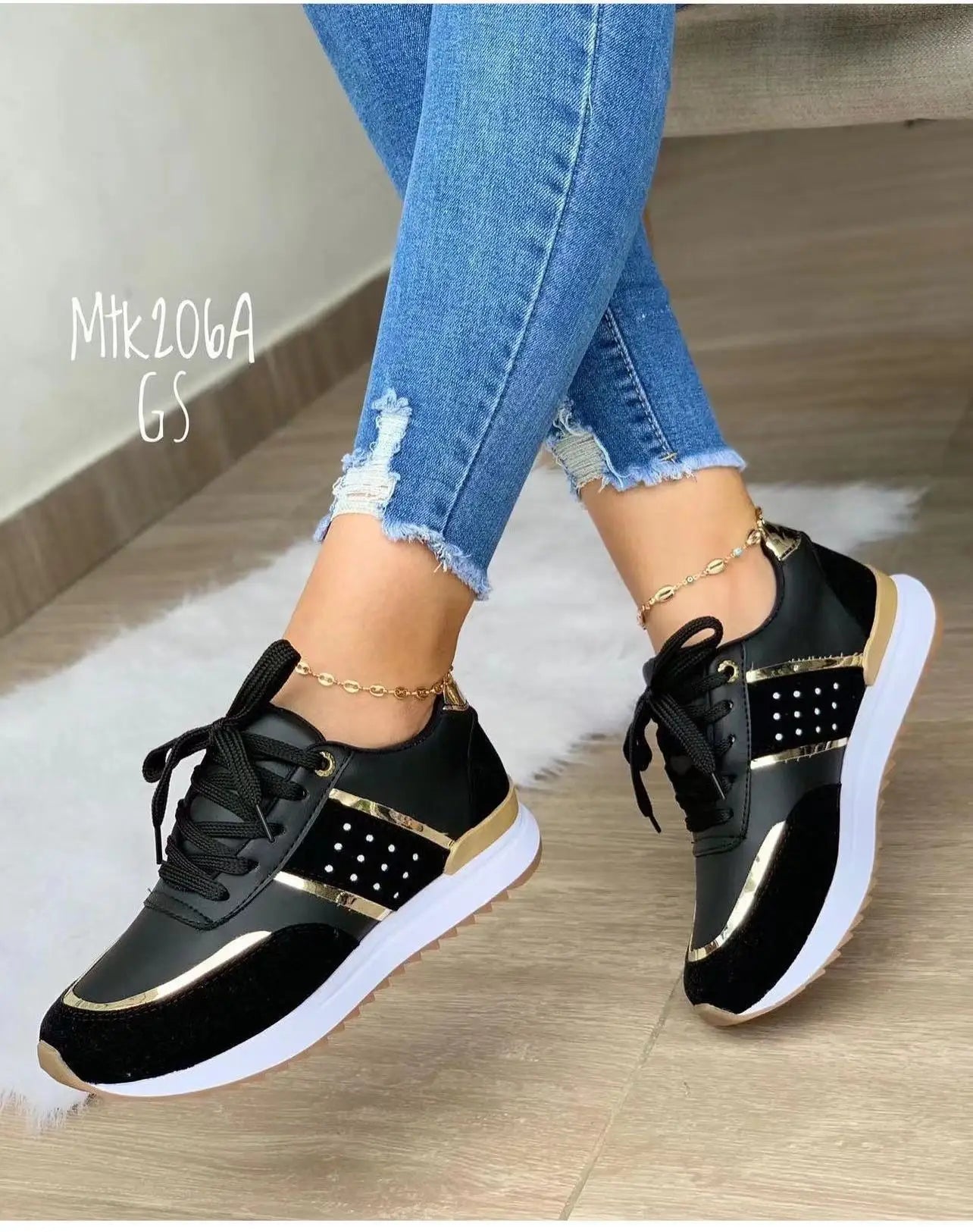 Women's Peep Toe Monk Strap Casual Sneakers