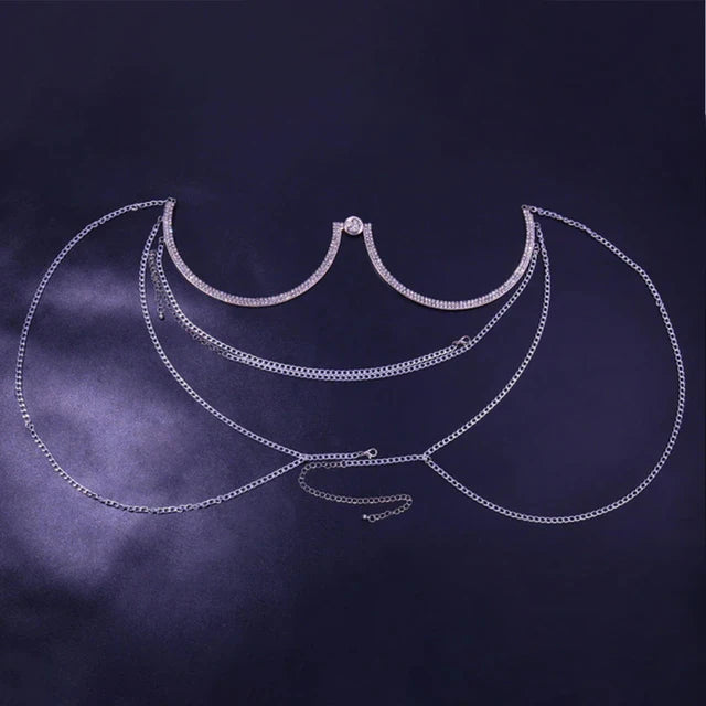 Stonefans Zircon Butterfly Tassel Breast Chain Women's Accessories Bra Top Fashion New U-shaped Sexy Shiny Rhinestone Body Chain