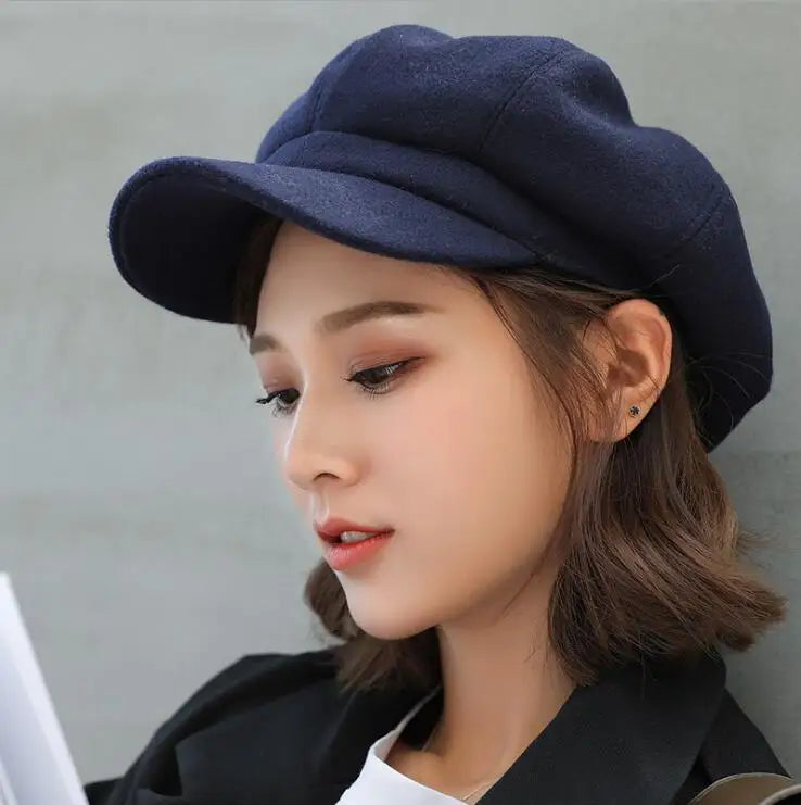 Solid Cotton Octagonal Newsboy Beret Cap – Casual Painter Hat for Women & Men | All Seasons
