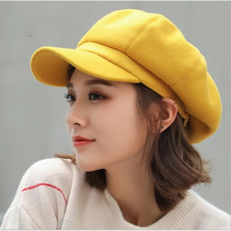 Solid Cotton Octagonal Newsboy Beret Cap – Casual Painter Hat for Women & Men | All Seasons