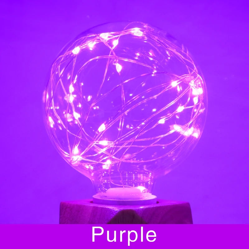 LED Edison String Night Light Bulb E27 110V 220V G95 Colorful Round Globe Glass RGB Copper Wire Bulb Home Decor Holiday Lamp