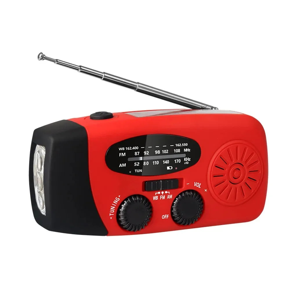 Emergency Weather 2000mAh Radio Portable Emergency Solar Radio Hand Crank Self Powered Phone Charger 3 Led Flashlight Am Fm
