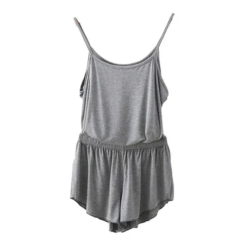 Women's Solid Color Camisole & Shorts Pajama Set – Sleeveless 2-Piece Summer Loungewear