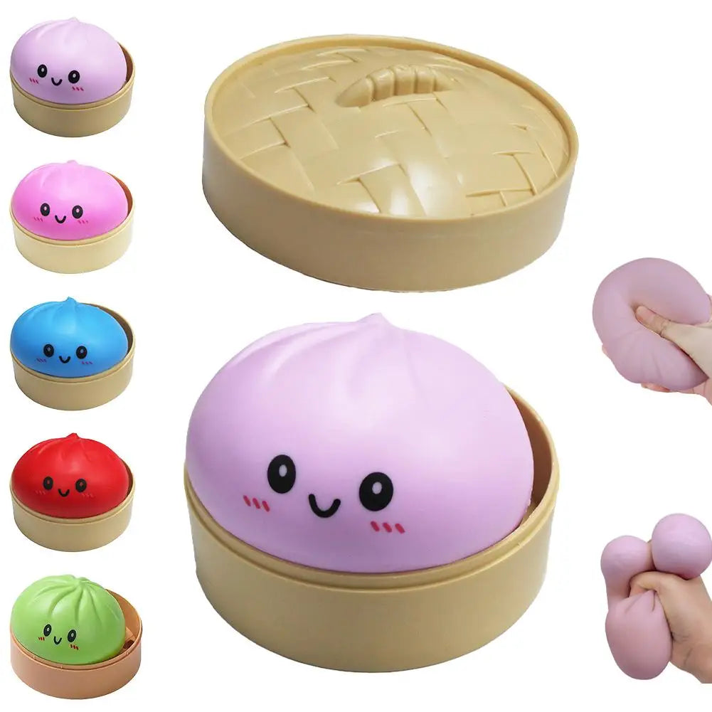 Stress Relief Squeeze Toy-Simulated Dumpling&Baozi,Reusable Low Rebound Sensory Dough Ball For Relieve Anxiety&Release Emotions