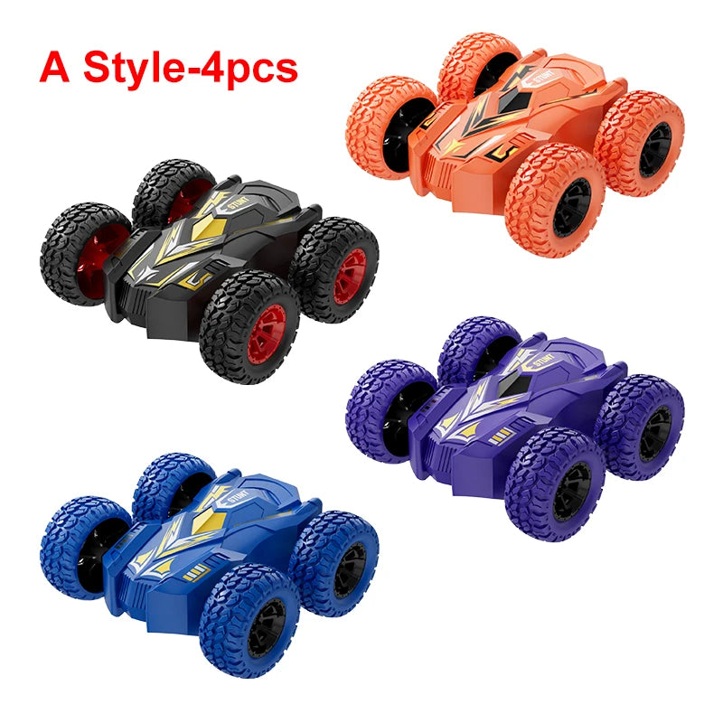 4-8 Pack 360° Rotating Stunt Car Toys - Friction Powered Toy Cars Push and Go Vehicles for Toddlers Kids Best Christmas Gift