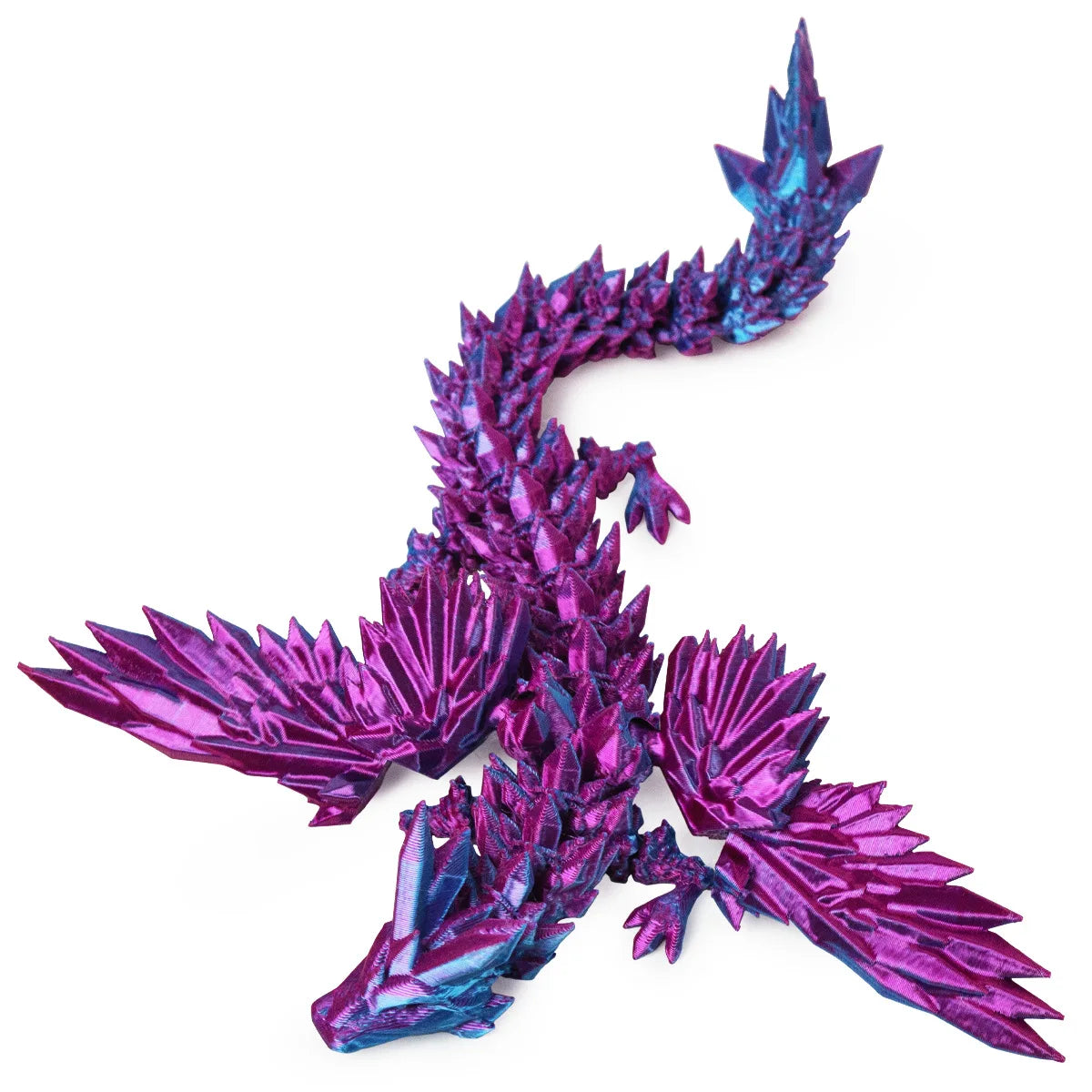 3D Printed Winged Dragon Figurine - Articulated Flying Dragon Ornament