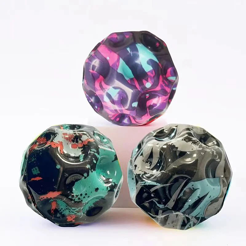 Galaxy Moon Shape Porous Bouncy Ball | Popping Sensory Fidget Toy | Stress Relief | Kids & Adults