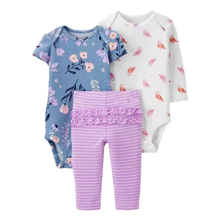 2025 Baby Girls Clothes Autumn Spring Newborn Infant Outfit Cotton Bodysuit Top And Bottom Pants Kids Toddler Clothing Set 6-24M