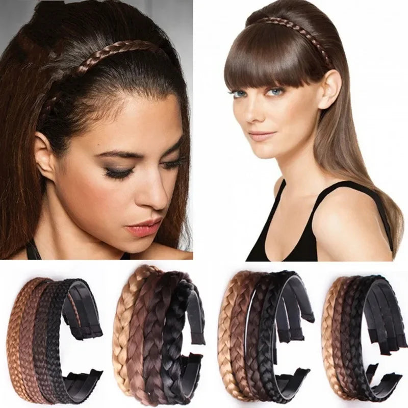 Braid Hair Band Women Fishbone Braid Women Wig Twist Braid Headband Hairpin Bohemia Non-slip Headdress Bridal Hair Accessories