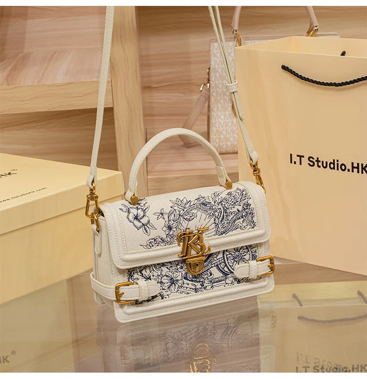 Women's Embroidered Floral Satchel Crossbody Bag