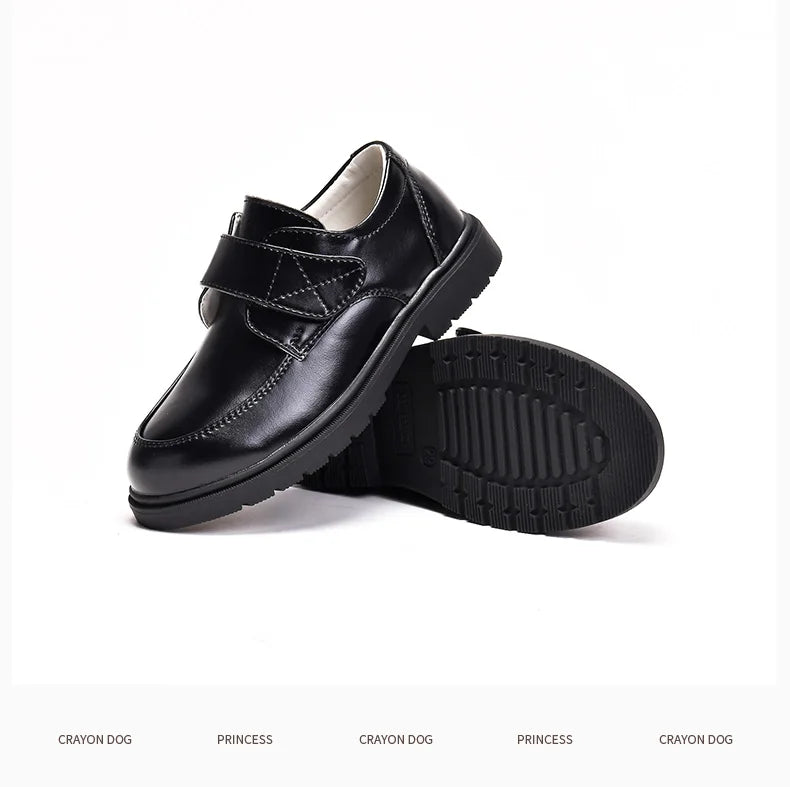 Kids' Black PU Leather School Shoes