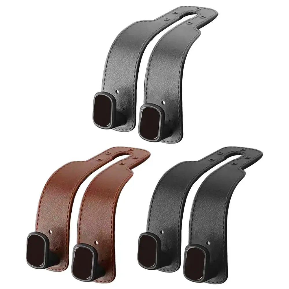 PU Leather Car Purse Hook & Headrest Hanger Organizer