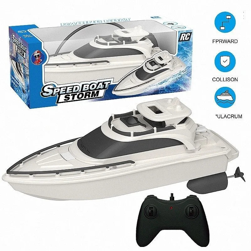 High-Speed RC Boat Toy for Boys Waterproof Electric Mini Ship Model Powerful Remote Control Sailing Ship for Adult Water Play