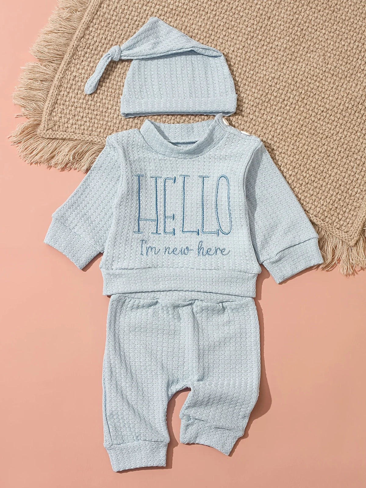 Hello World Newborn Photo Outfit, 3 Pieces