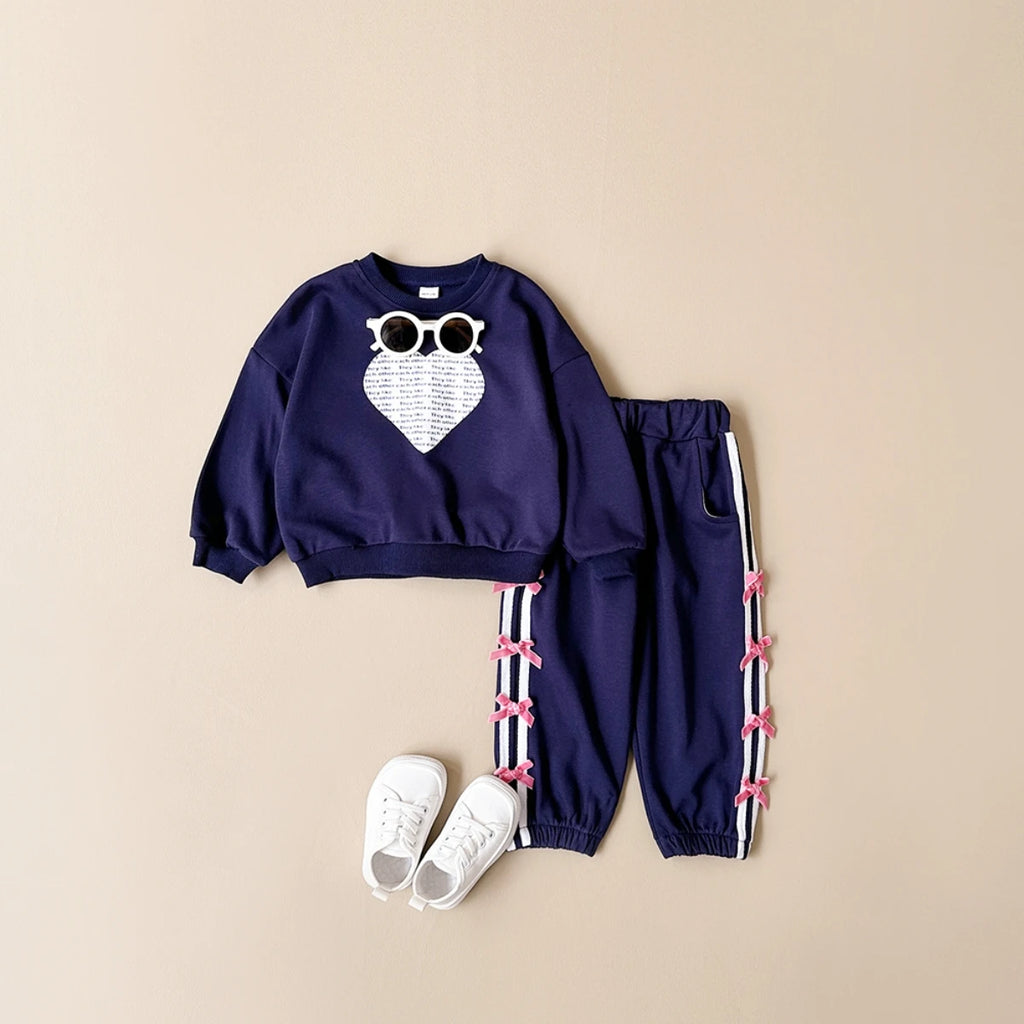 Baby Girl Love Print Sweatshirt & Bow Pants 2-Piece Set
