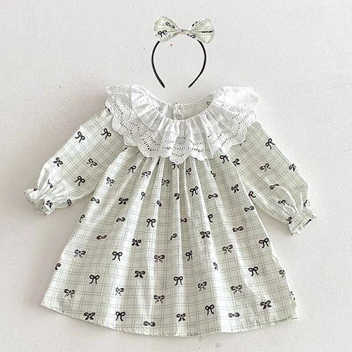 2026 New Spring Sister Dress Kids Princess Dresses Long Sleeved Cotton Print 2-7Yrs Girl Party Dress Baby Girl Romper