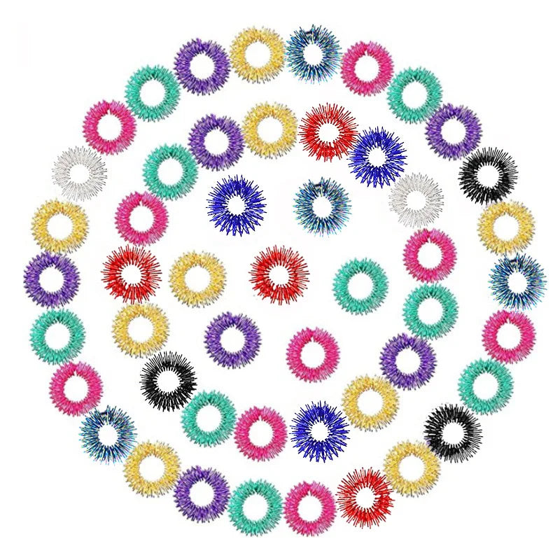 10pcs Finger Rings Set for Teens  Adults Stress Reducer Massager Stress Relief Fidget Toys Acupressure Rings Spiky Sensory