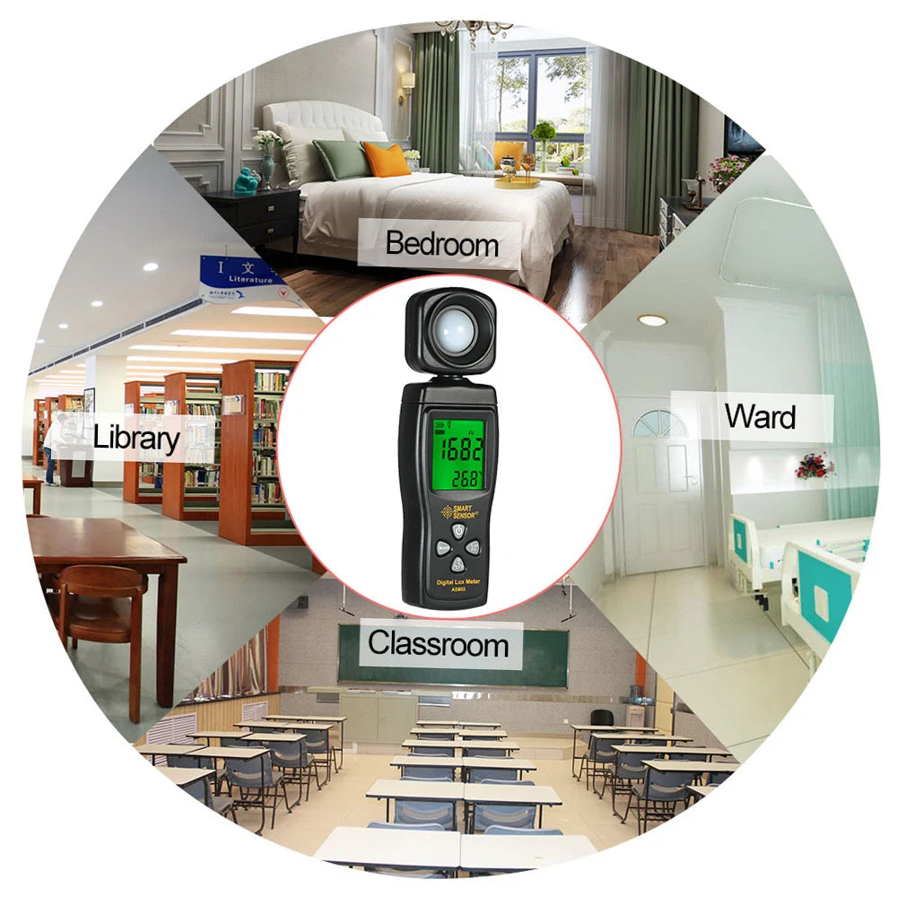 Mini Digital Lux Meter LCD Display Handheld Illuminometer Luminometer Photometer Luxmeter Light Meter 0-200000 Lux