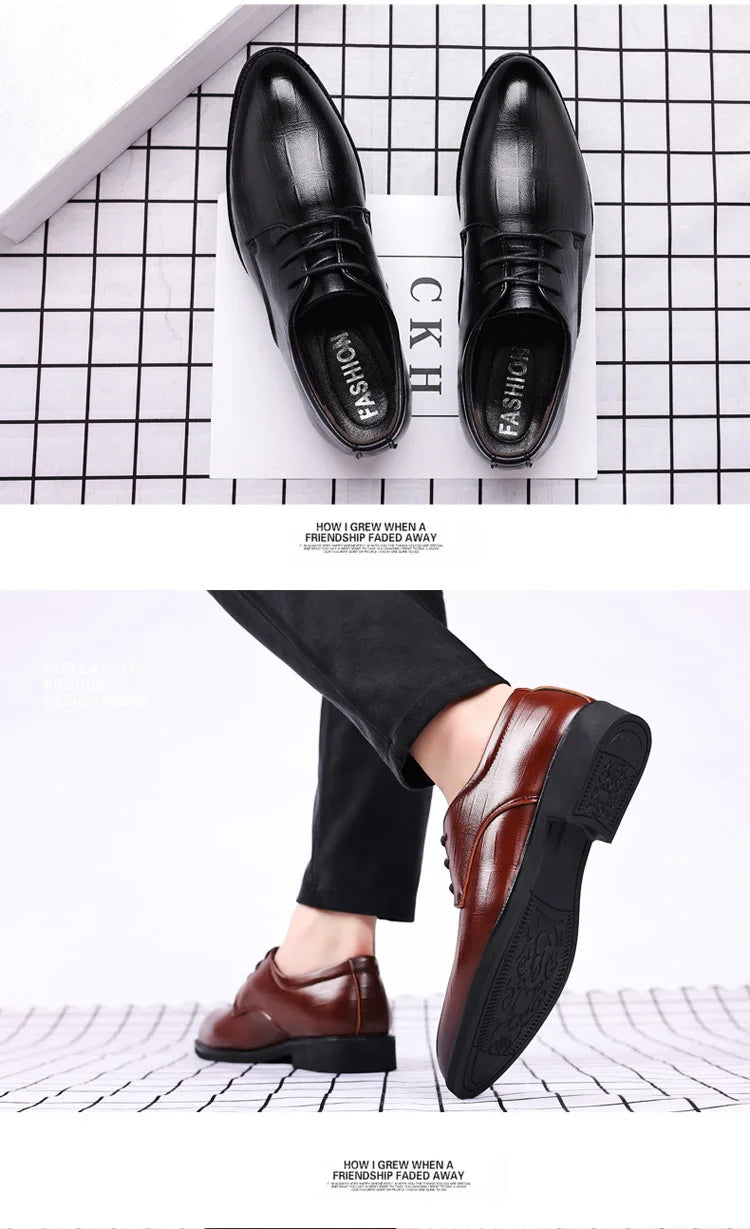 Men's Pointed Toe Oxford Leather Dress Shoes