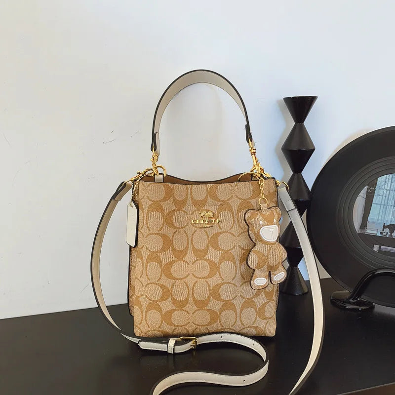 Unisex PU Bucket Bag with Magnetic Buckle