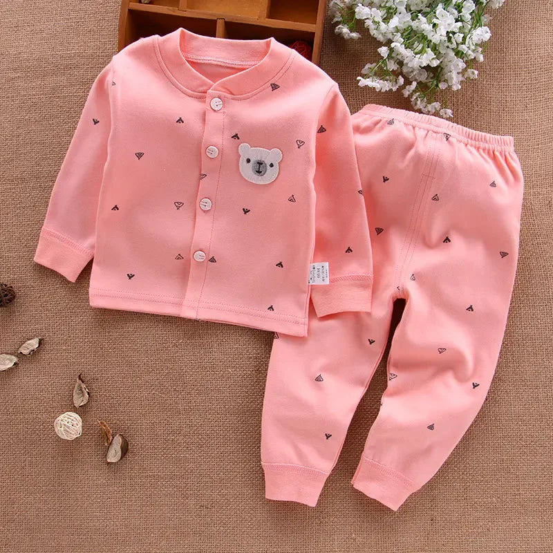Baby Unisex 100% Cotton Cartoon Pajama Top & Pants Set