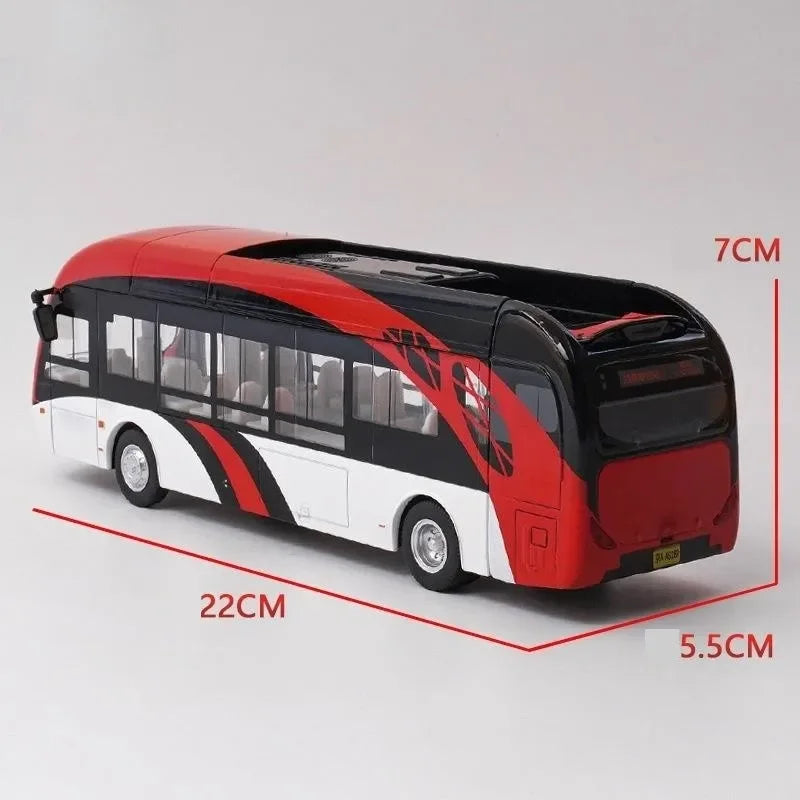 School Bus Car Model Diecast Metal Toy Vehicles City Bus Simulation Doors Openable Sound & Light Collection Kids Toys Gifts