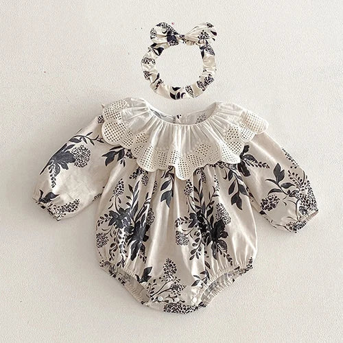 New Spring Sister Dress Kids Princess Dresses Long Sleeved Cotton Print 2-7Yrs Girl Party Dress Baby Girl Romper
