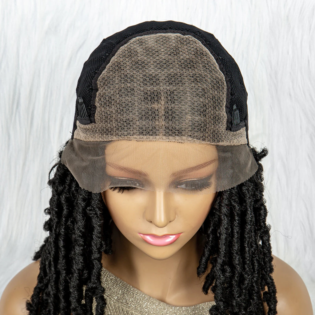 Synthetic Lace Front Wig Braided Wigs Dreadlock Wig 16 inches Short Knotless Butterfly Locs Wigs for Black Women Synthetic Wig