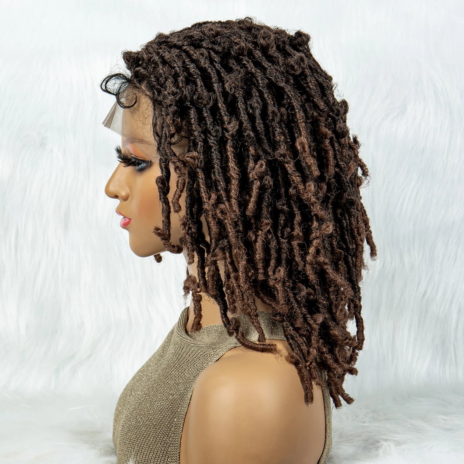 Synthetic Lace Front Wig Braided Wigs Dreadlock Wig 16 inches Short Knotless Butterfly Locs Wigs for Black Women Synthetic Wig
