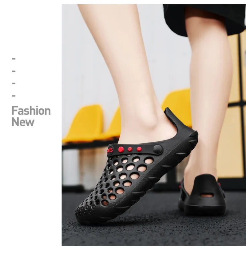 Summer Shoes Men Clogs Eva Slippers Men Flat Sandals Breathable Hole Shoes Men Beach Home Leisure Slides Men Summer Shoes