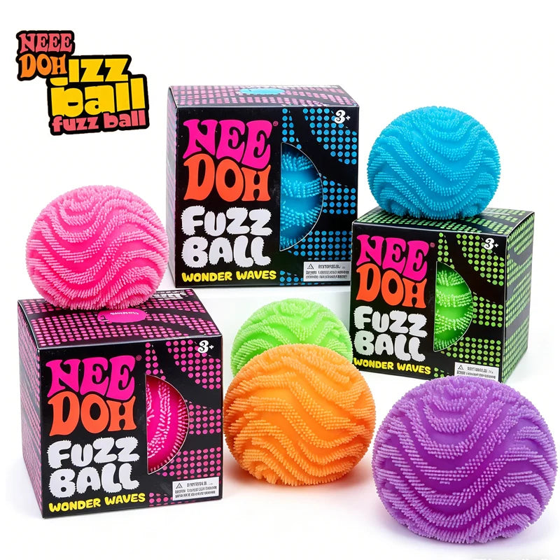 Schylling NeeDoh Fuzz Ball Wonder Waves | Textured Sensory Squeeze Toy | Stress Relief | Ages 12+