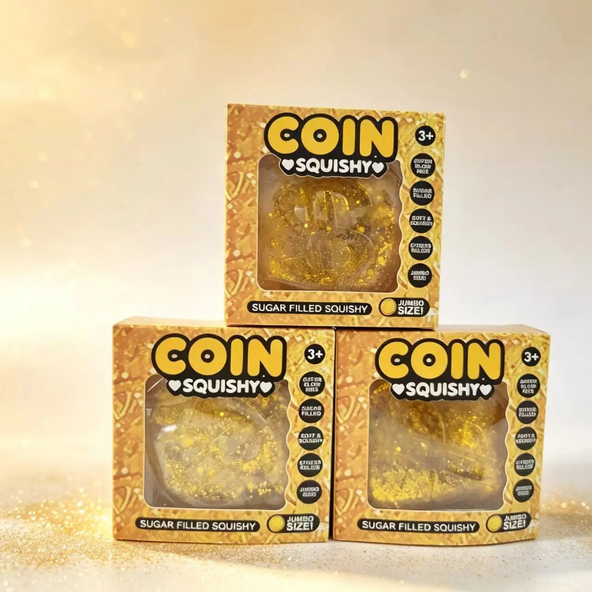 Gold Glitter Coin Squishy Toy