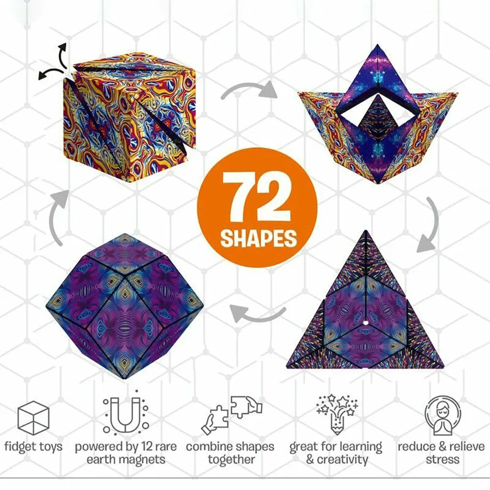 3D Dreamy Changeable Magnetic Magic Square Infinite Flippig Geometry Puzzle Game Antistress Fidget Toy Children Birthday Gift