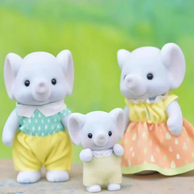 Sylvanian Families Anime Girl Figures ternurines  Authentic   Calico critters Furniture Set  elephant family trio 5771