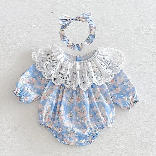 New Spring Sister Dress Kids Princess Dresses Long Sleeved Cotton Print 2-7Yrs Girl Party Dress Baby Girl Romper