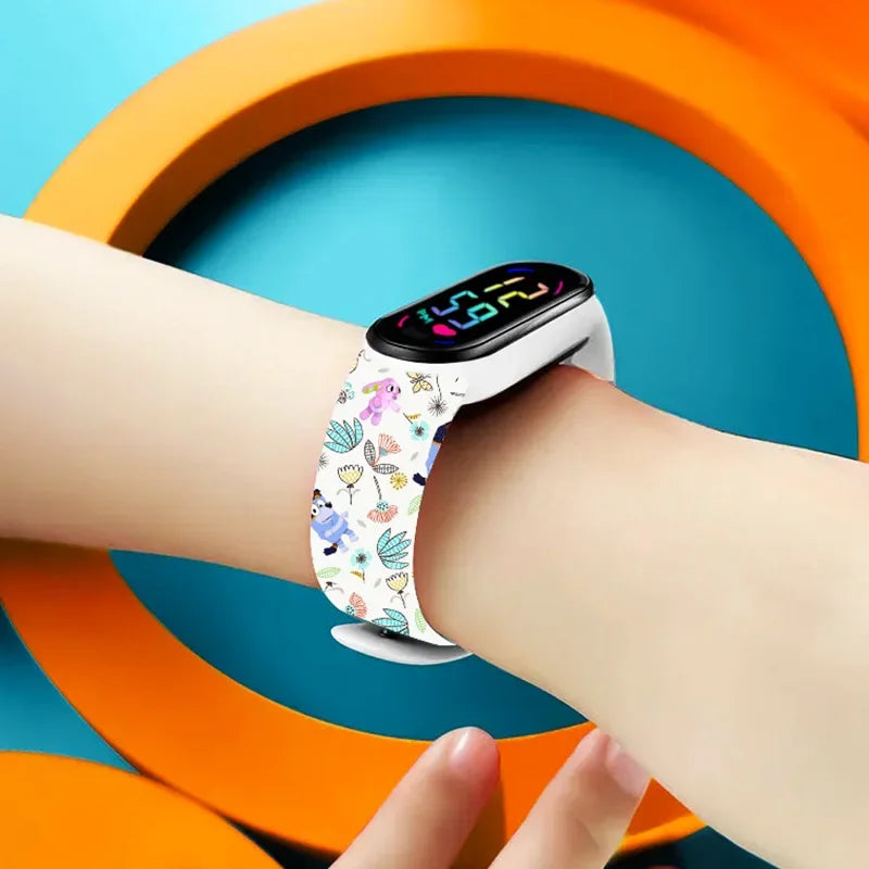 Bluey Bingo Family Printed Cartoon Electronic Watch Cool Colorful Waterproof Anime Toy Watch Wrist Strap Kids Birthday Gift