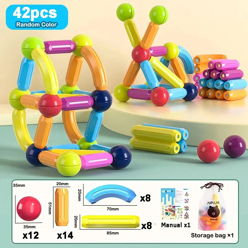 Magnetic Ball & Stick Construction Set | Montessori Educational Toy | 10–188 Pieces | Ages 3+