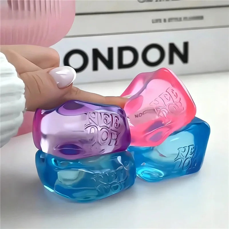 Needoh Mini Nice Ice Cube Squishy 4-Pack | Slow Rebound Stress Relief Fidget Toy