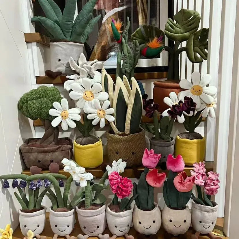 JC Plush Potted Plant Decor Toy Sunflower Daisy Drop Stuffed Soft Comfortable Doll Home Decoration Trendy Toy Jc Plush Gift