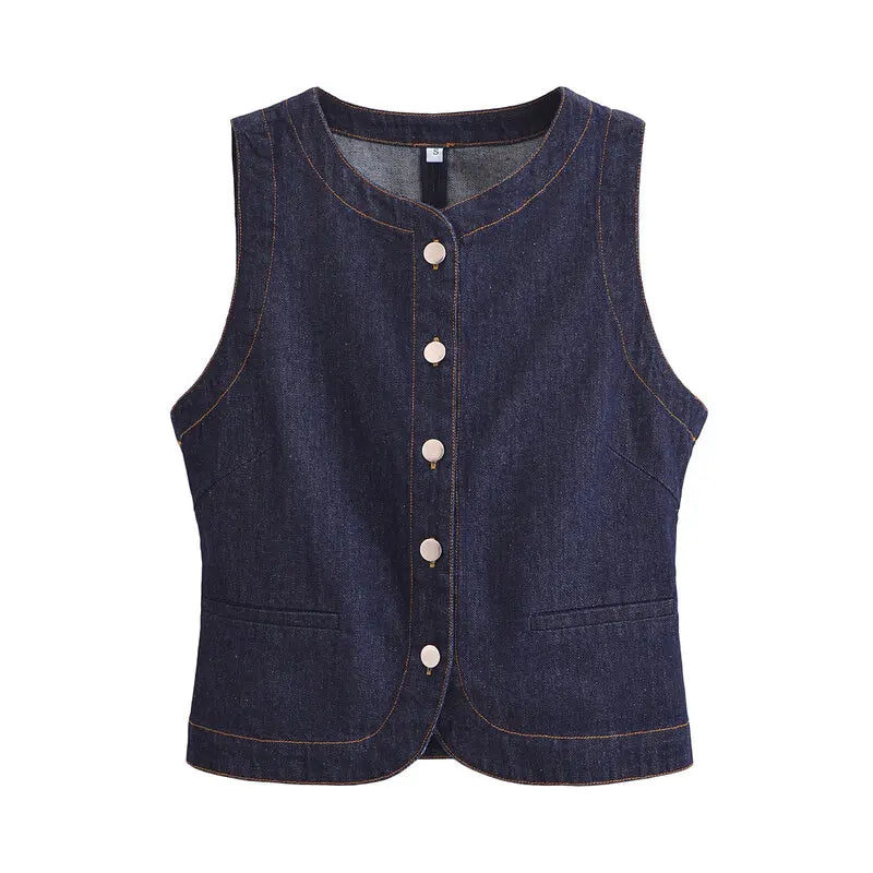Spring 2025 Women's Faion Versatile Slimming Denim Vest High Waist Pants Set 25-35 Years Old Spring Collection 377702