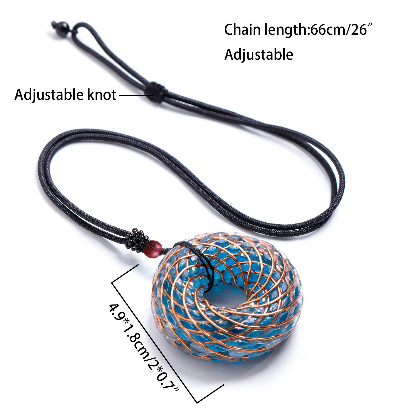 Rodin Coil & Amethyst  Orgone Pendant Necklace, Handmade pendant jewelry ，Adjustable Chain for Women & Men
