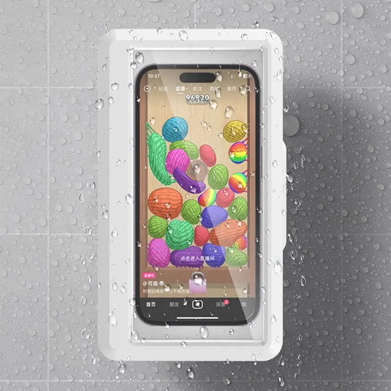 Fixed Universal Waterproof Anti-Fog Shower Phone Holder Touch Screen Support Wall Mount Phone Case For Bathroom Daily Use