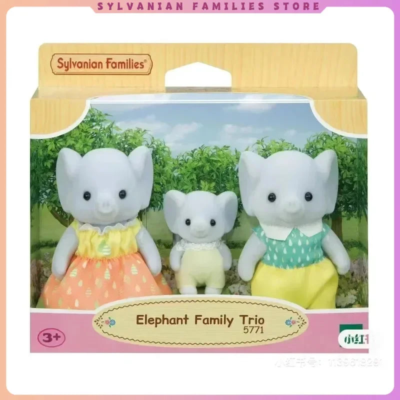 Sylvanian Families Anime Girl Figures ternurines  Authentic   Calico critters Furniture Set  elephant family trio 5771