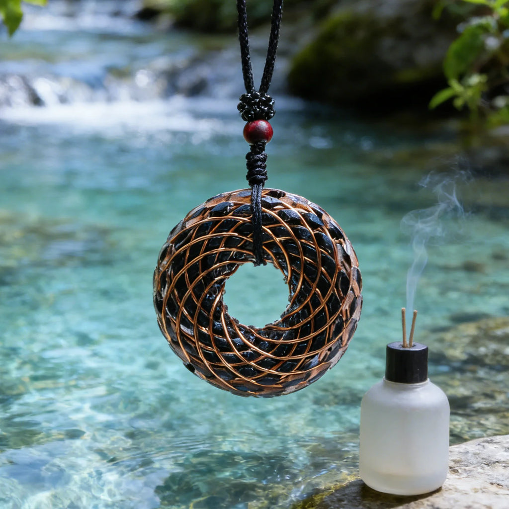 Rodin Coil & Amethyst  Orgone Pendant Necklace, Handmade pendant jewelry ，Adjustable Chain for Women & Men