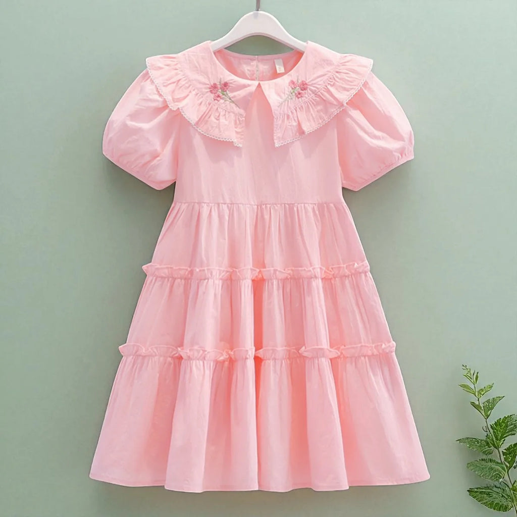 Toddlers Dresses For Girls Children's Dress Summer Cotton Kids School Costumes Short Sleeve Baby  4 5 6 8 9 10 12 Years