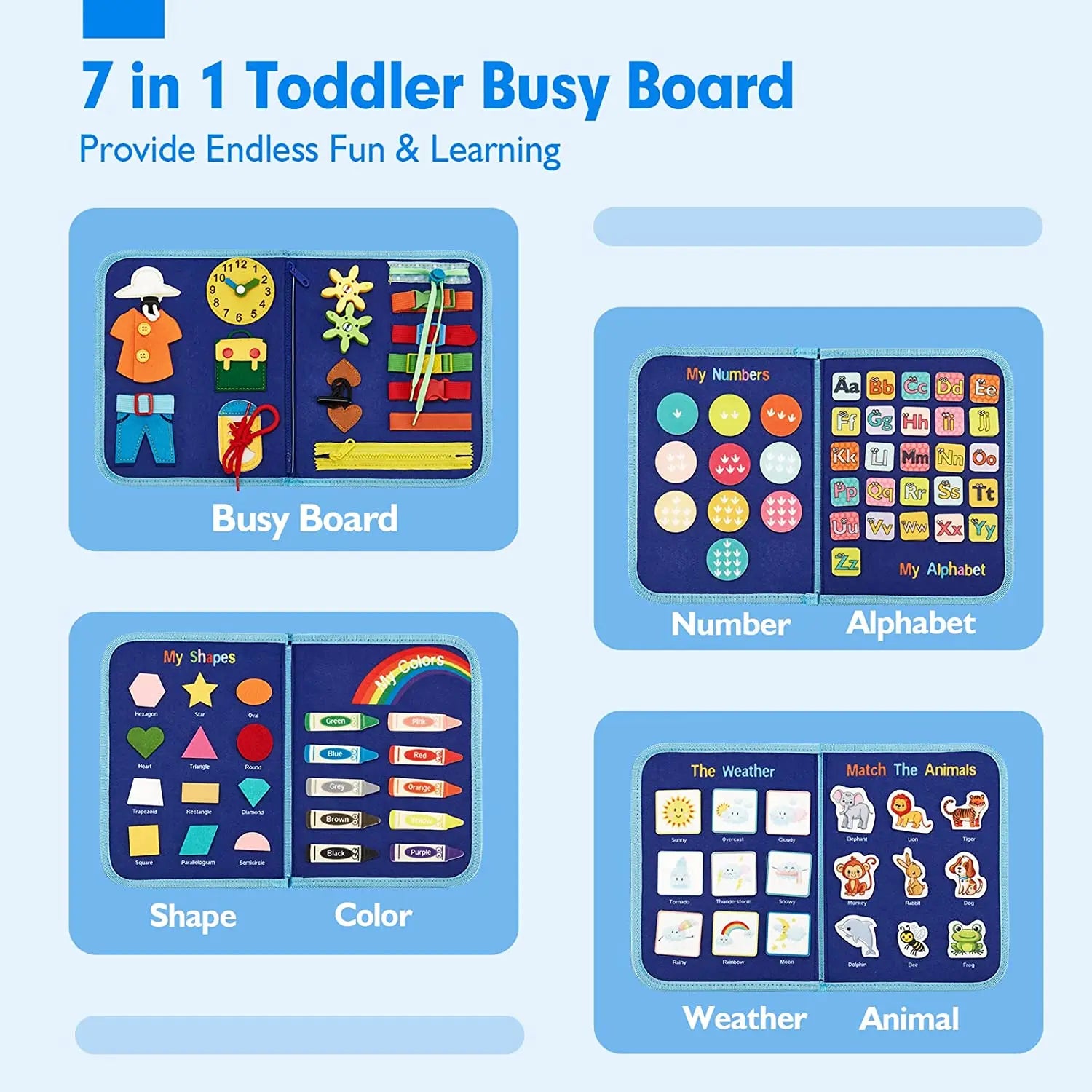 Montessori Toddler Busy Board | Autism Sensory Toy for Life Skills & Motor Development