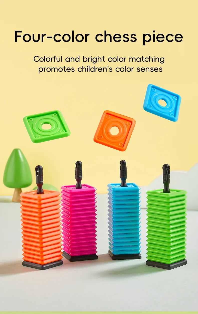 Portable Five-in-a-Row Game for Kids and Adults, Interactive Desktop Strategy Game with Colorful Pieces, Strategy Board Gam