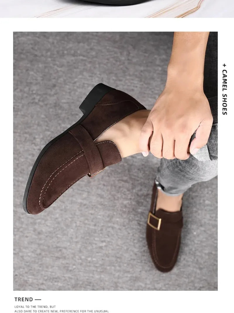 2026 Men's Dress Shoes Britain Casual Shoes High End Designer Suede Loafers for Man Luxury Banquet Wedding Shoes Zapatos Hombre