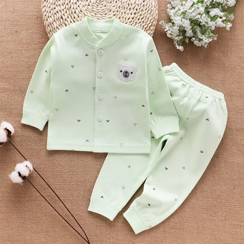 Baby Unisex 100% Cotton Cartoon Pajama Top & Pants Set