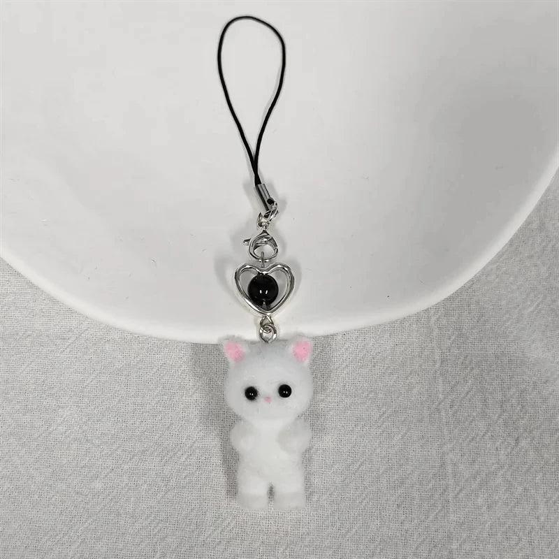 Cute calico critters persian cat beaded keychains y2k handmade